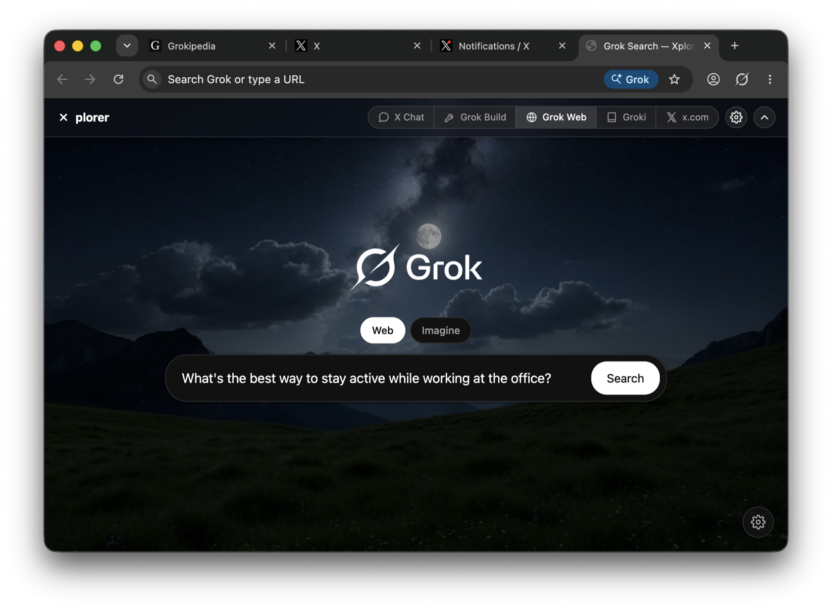 New tab with a custom dark background